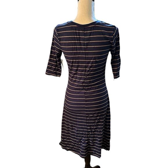 Striped Rib-Knit Fit & Flare Dress- TALL - Picture 14 of 16